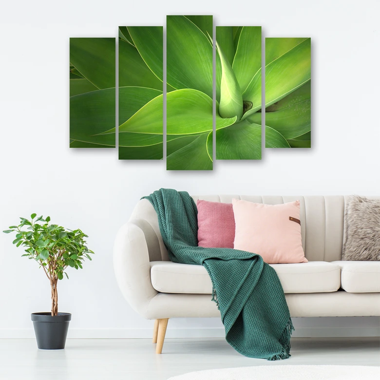 5-delige canvas print groene bladplanten 