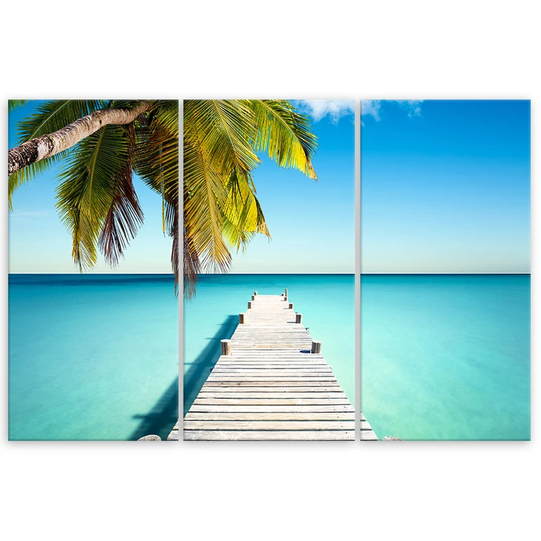 3-delige canvas print Tropisch Palm Beach 