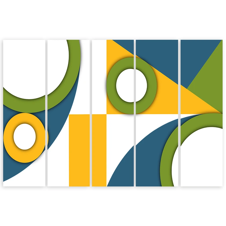 Leinwandbild 5 teilig, Geometrische Abstraktionsformen 