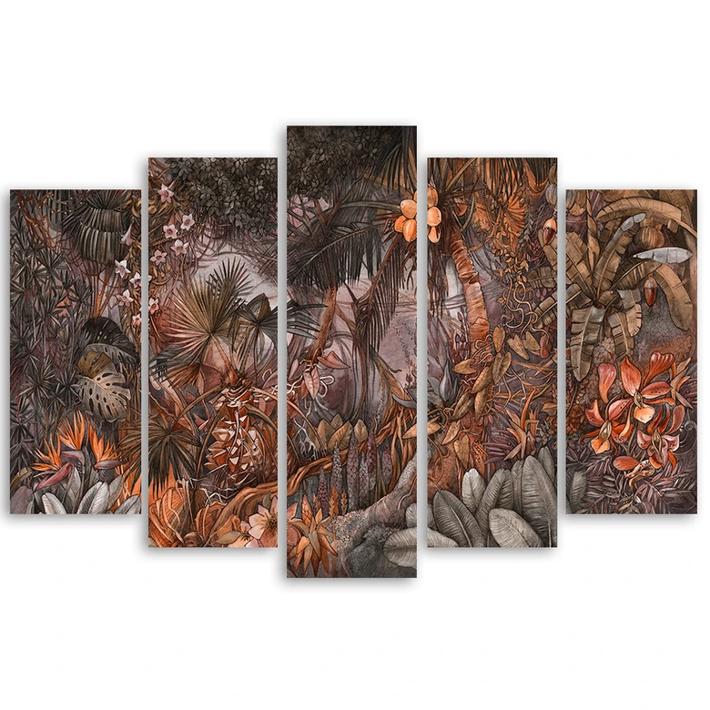 5 stykke lærredstryk Deep Jungle 