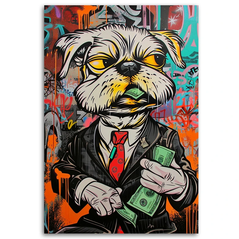 Leinwandbild, Hundedollar Pop Art 
