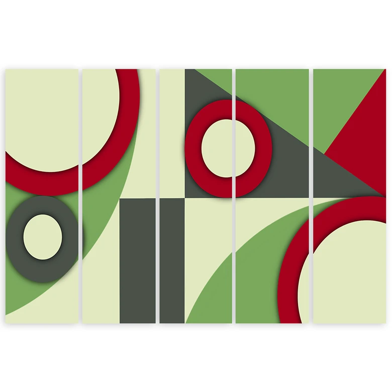 Leinwandbild 5 teilig, Geometrische Abstraktionsformen 