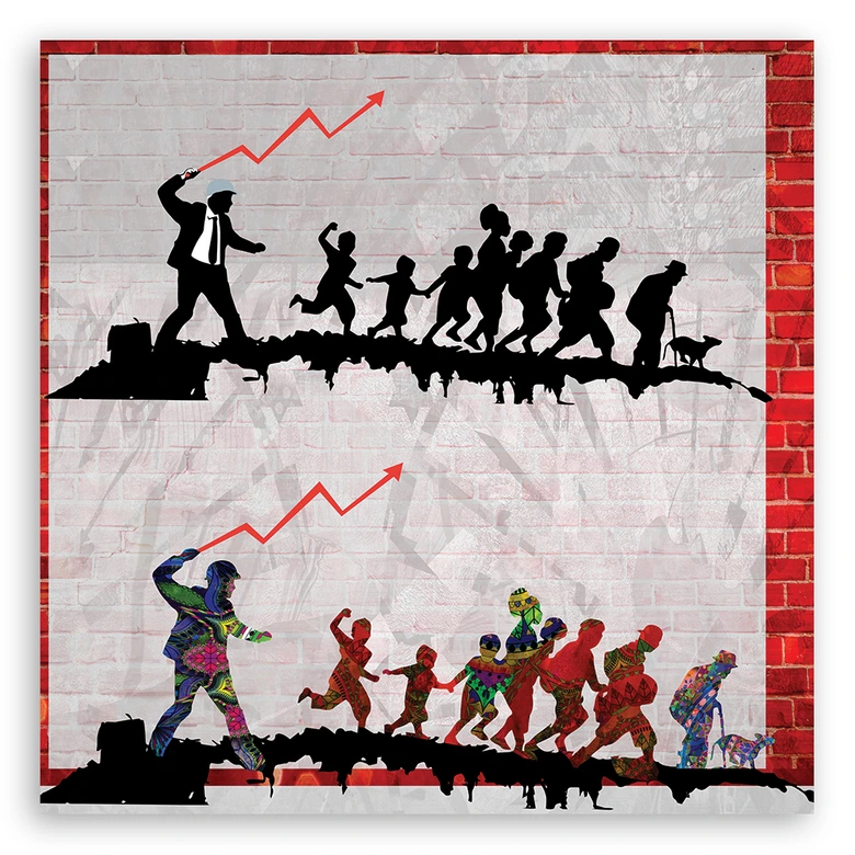 Canvas schilderij, Banksy de zweep 