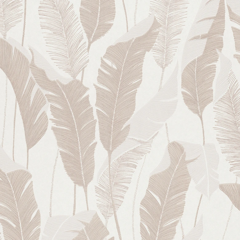 PVC-fri non-woven tapet med bladmotiv i beige 