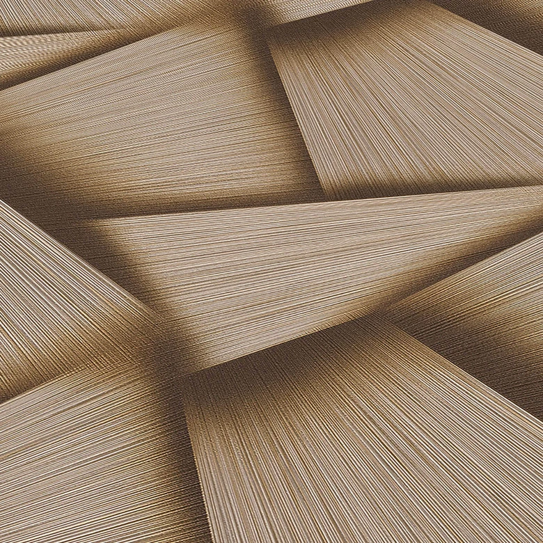 papier peint intissé avec des formes géométriques et effet métallique en or 
