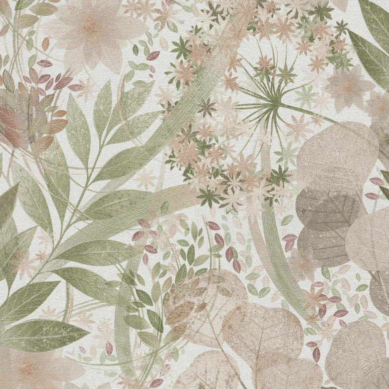 Vliestapete, Blättermotivtapete Secret Garden rose 