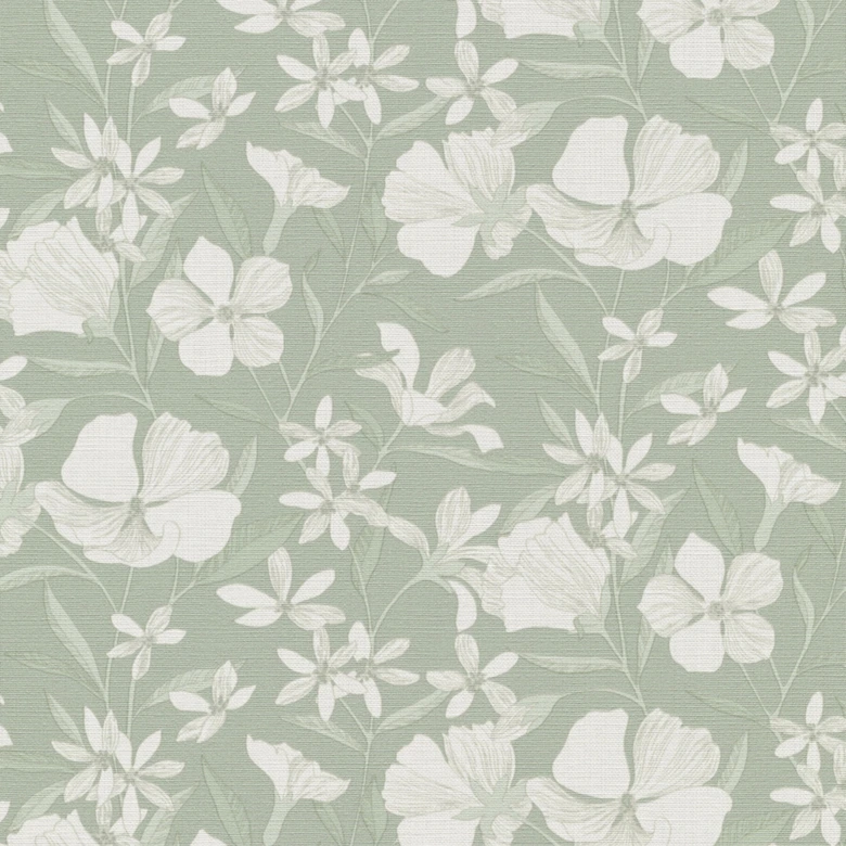 Vliestapete, Blumenmotivtapete La Terrasse grün 