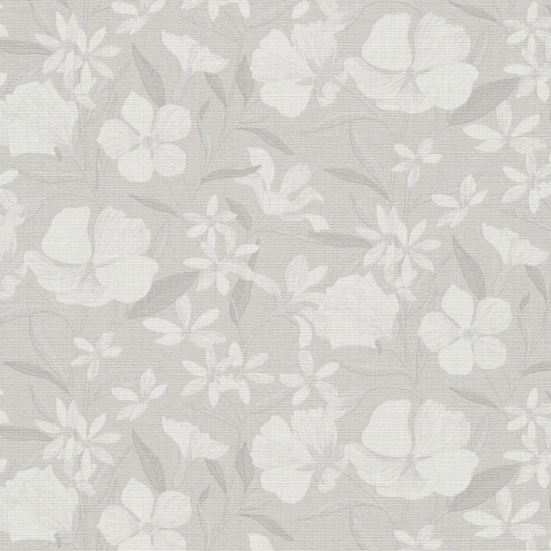 Vliestapete, Blumenmotivtapete La Terrasse hellgrau 