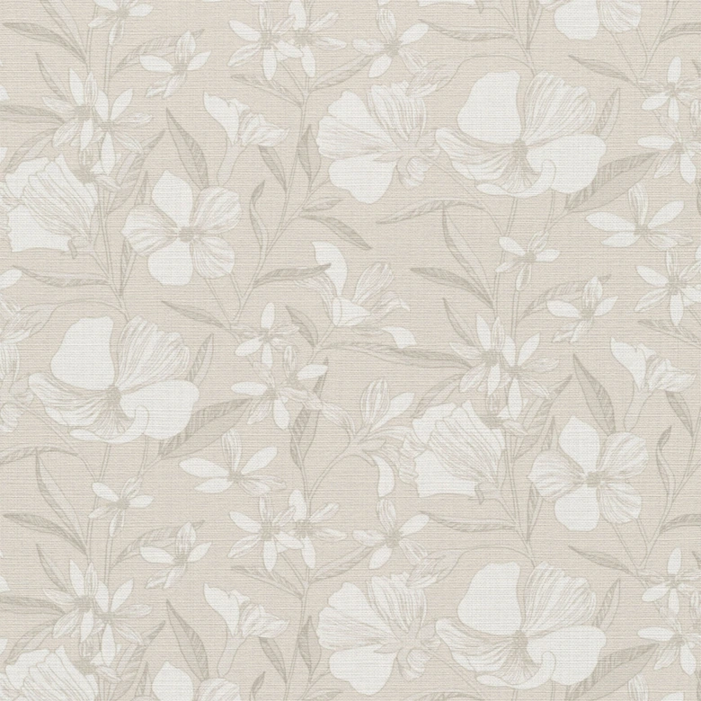 Vliestapete, Blumenmotivtapete La Terrasse taupe 