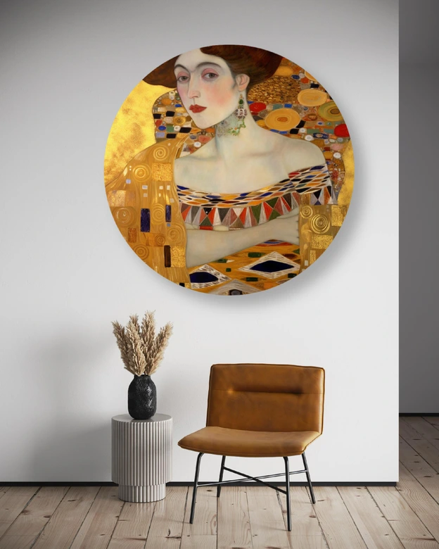 Rundes Leinwandbild - Gold Porträt einer Frau - G. Klimt 