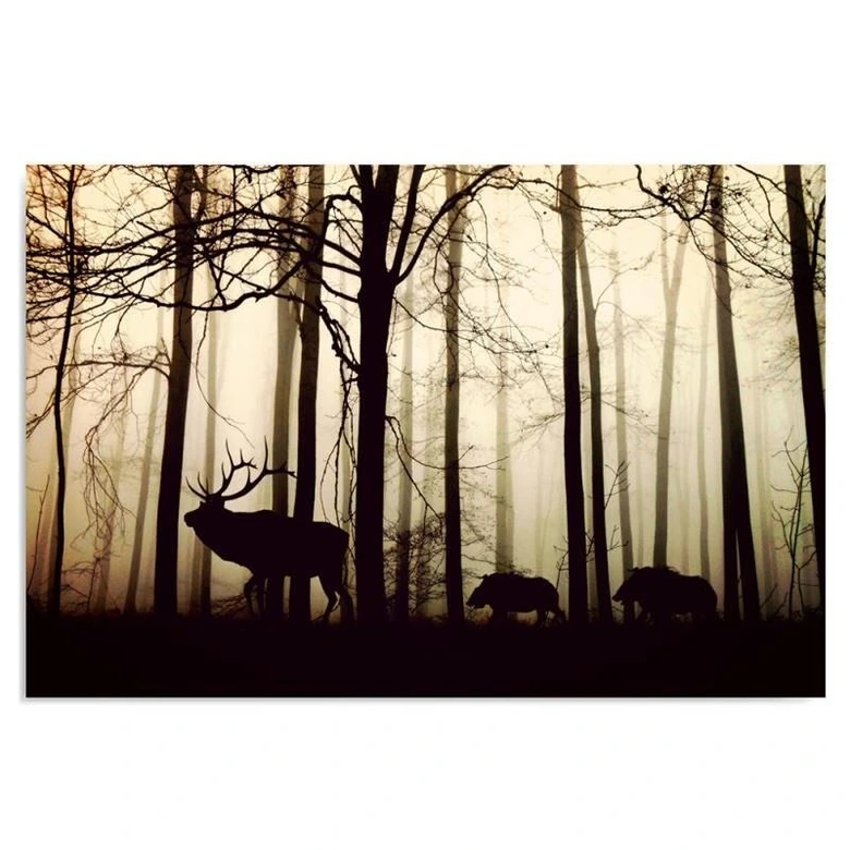 Canvas schilderij, dieren in het bos 