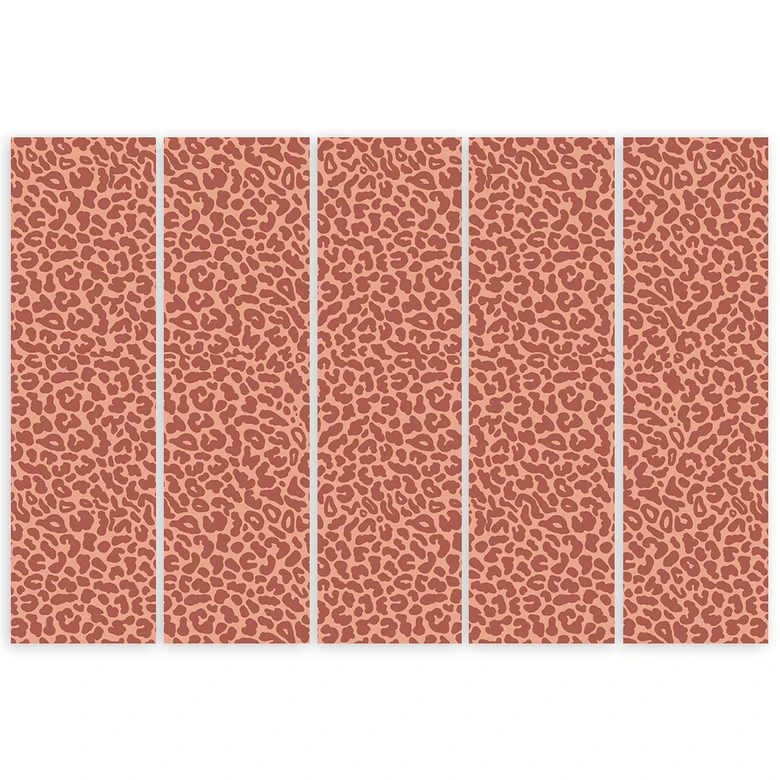 Leinwandbild 5 teilig, Leopard Leopard Pelfpatches Muster 