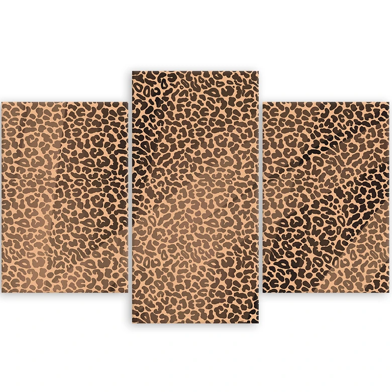 Leinwandbild 3 teilig, Leopard Leopard Pelfpatches Muster 