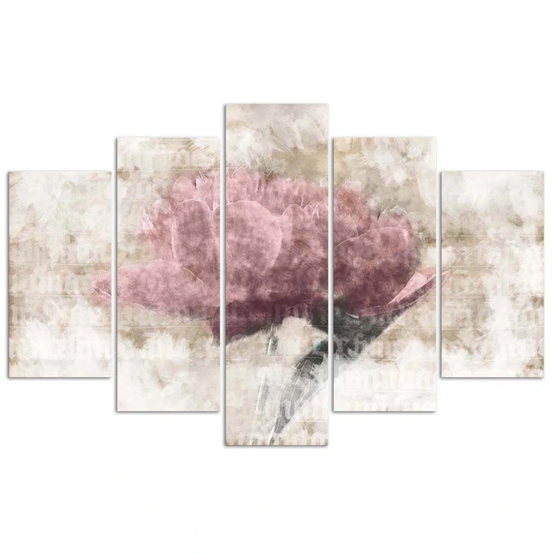 Leinwandbild 5 teilig, Rosa Vintage-Blume 