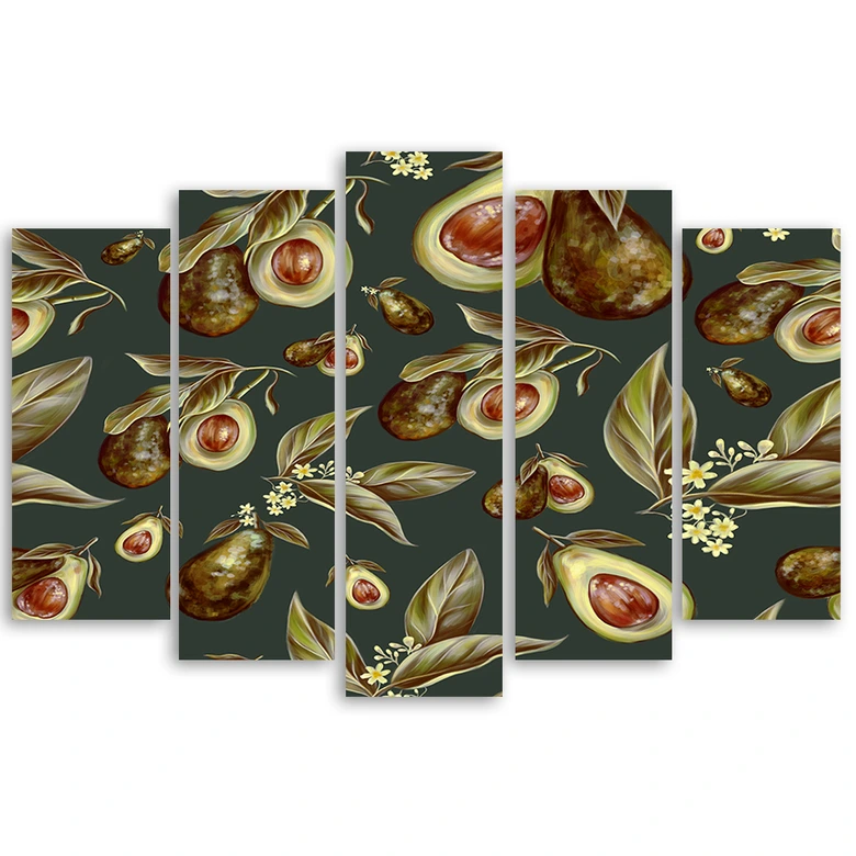 Leinwandbild 5 teilig, Avocado -Hälften 