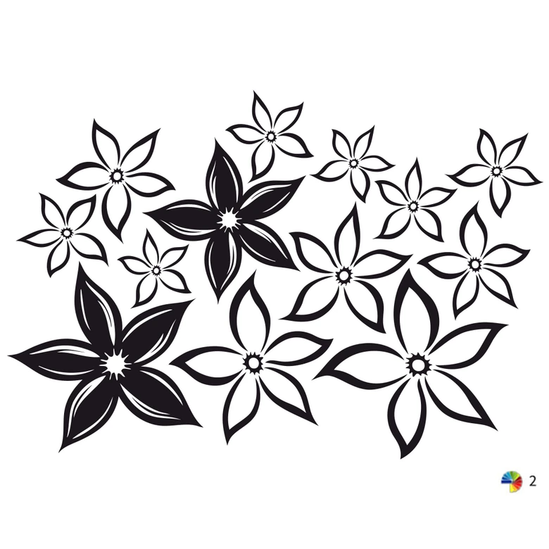 Wandtattoo Blumenranke 6 Herz (2-farbig) 