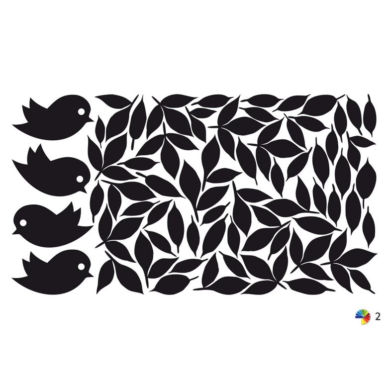 Sticker mural - Rameau et chatons (bicolore) 