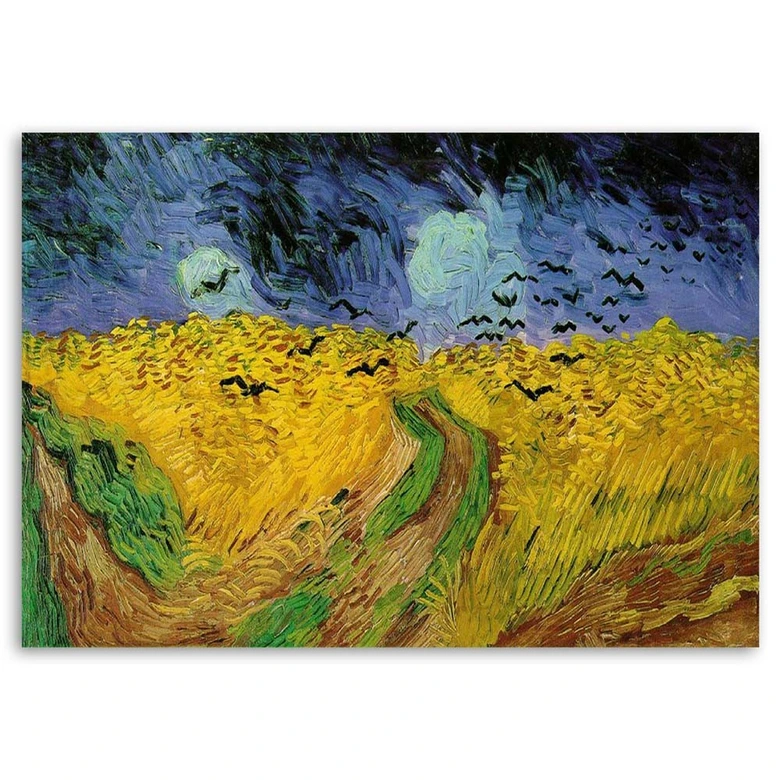Leinwandbild, Weizenfeld mit Raben - V. van Gogh Reproduktion 
