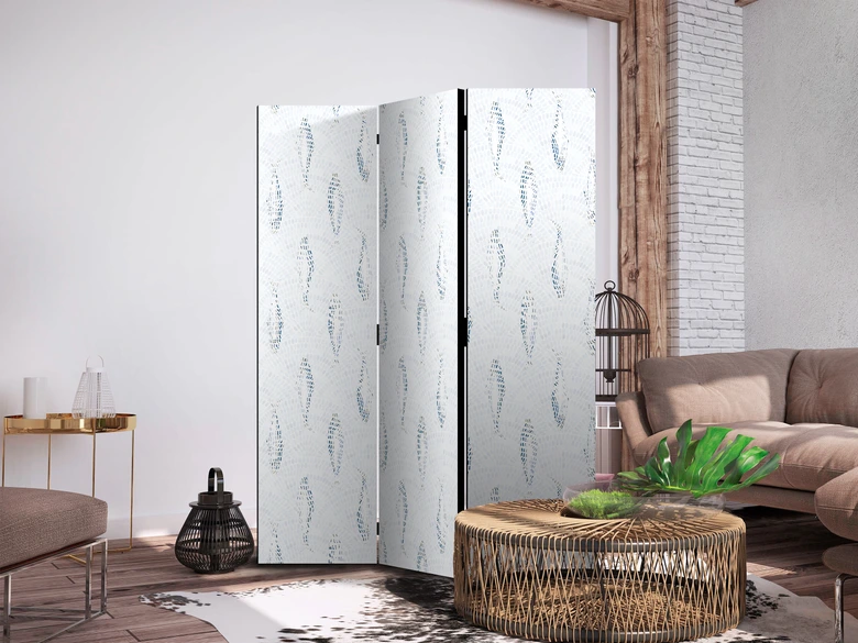 Paravent, Raumteiler freistehend, Trennwand - Delicate Blue Fish 