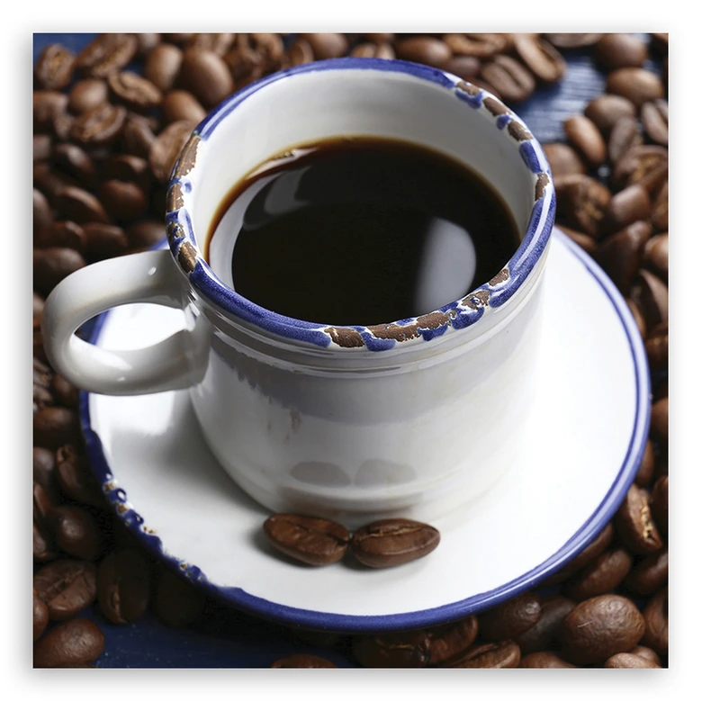 Canvas schilderij, kop zwarte koffie 