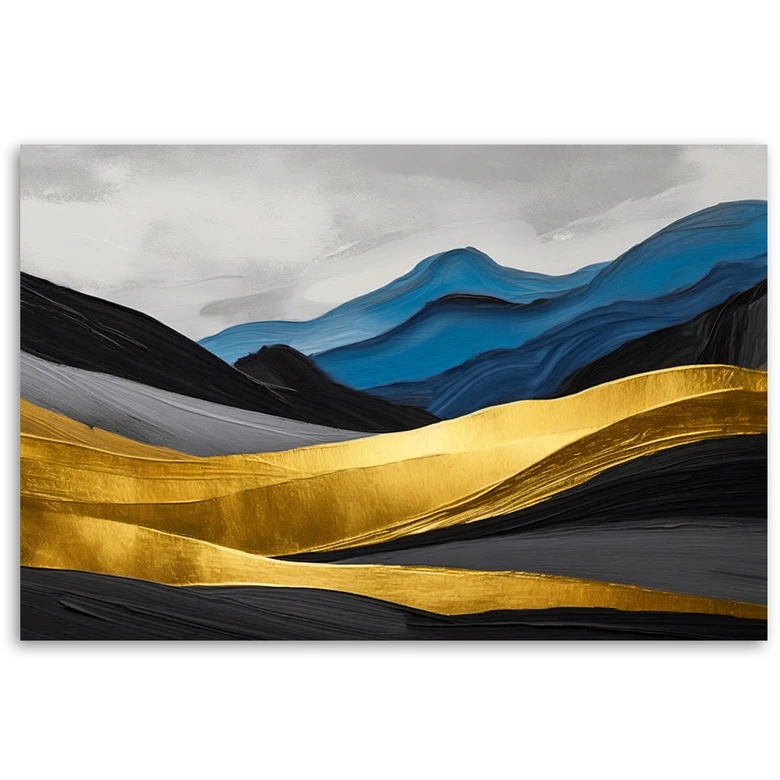Leinwandbild, Berge abstrakt gold glamour 