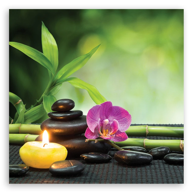 Leinwandbild, Kerzen Blumen Orchidee Wellness 