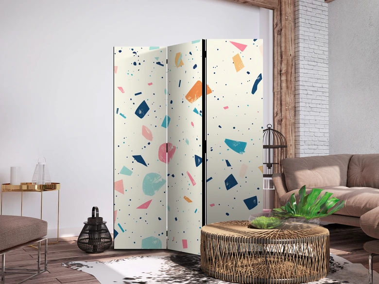 Paravent, Raumteiler freistehend, Trennwand - Terrazzo with Multicolored Large Elements 