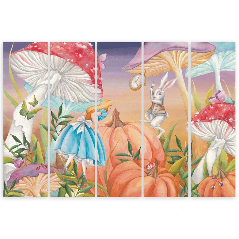 Leinwandbild 5 teilig, Little Alice im Land der Wunder 