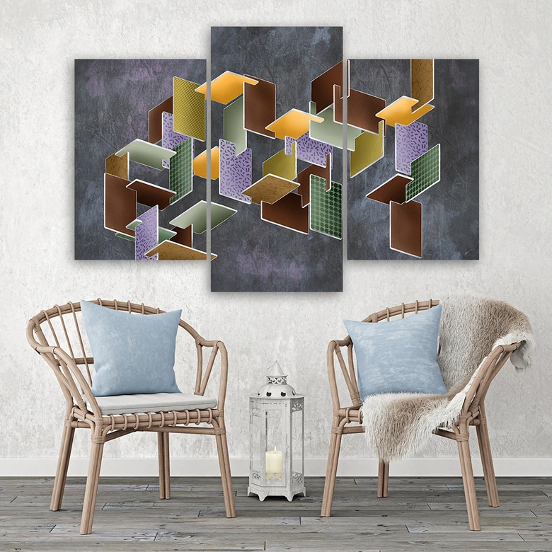 Leinwandbild 3 teilig, 3D -Rätsel 