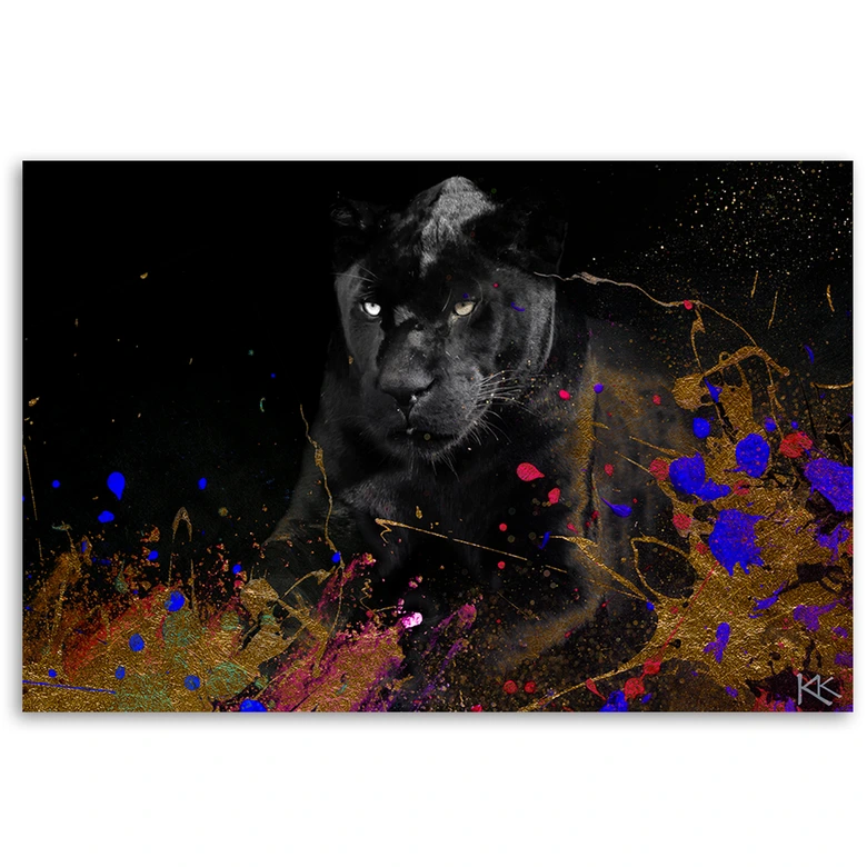 Leinwandbild, Leopard auf Bunte Hintergrund 