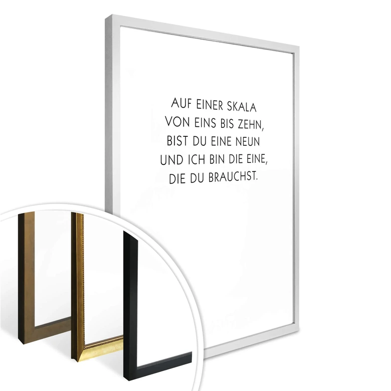 Poster Auf einer Skala von eins bis neun 