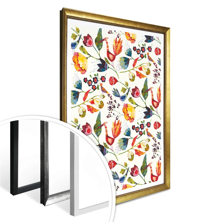 Poster Blanz - Blommor och fåglar 