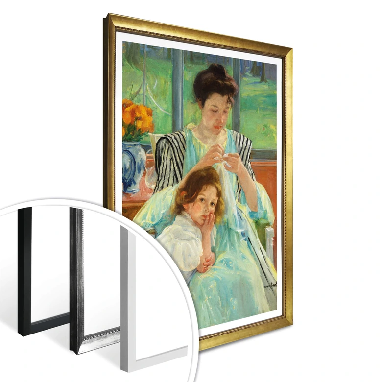 Poster - Cassatt - Eine junge Mutter näht 