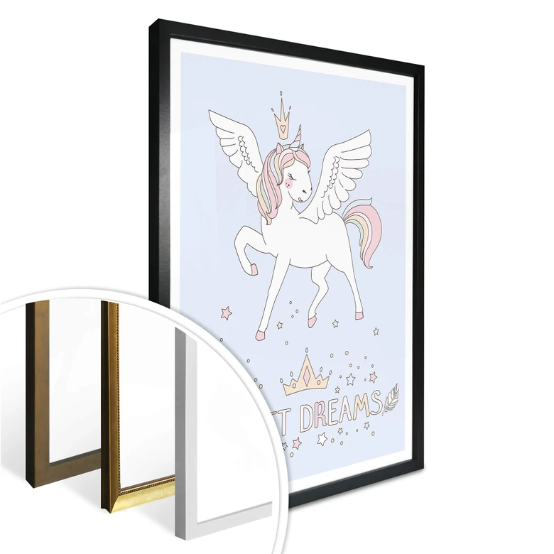 Poster Kvilis - Sweet Dreams - Einhorn mit Krone 