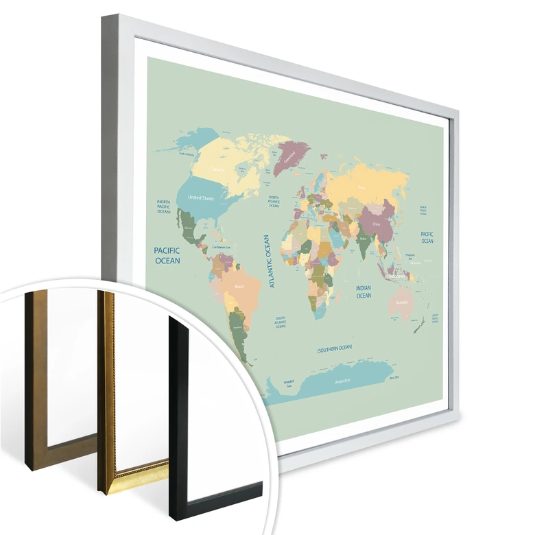 Poster Wereldkaart Vintage 