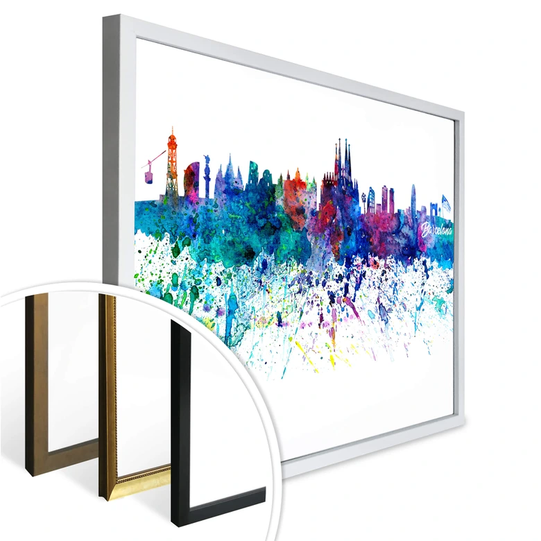 Poster Bleichner - Barcelona Aquarell Skyline 