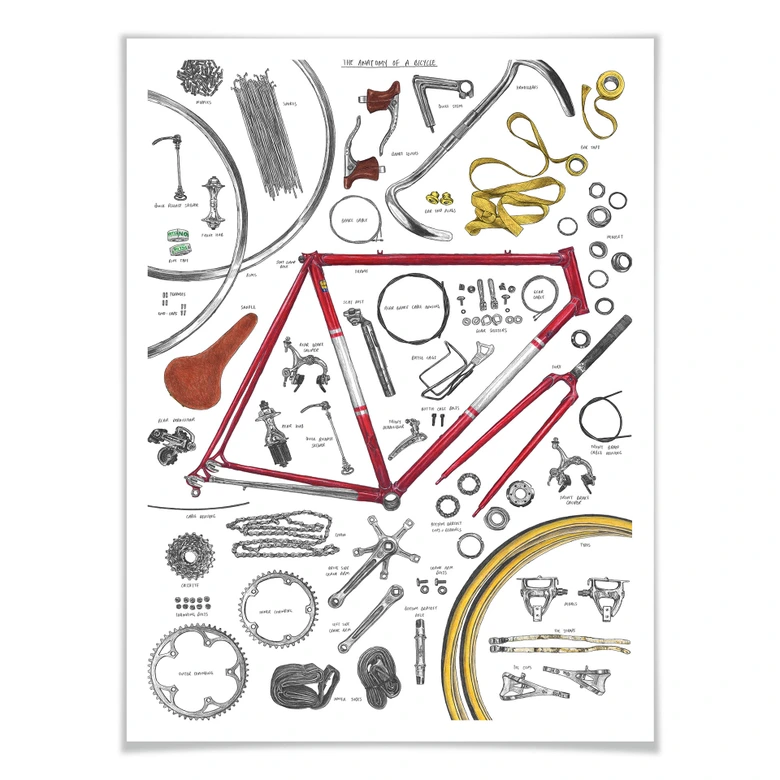 Poster Sparshott - Les composantes d'une bicyclette 