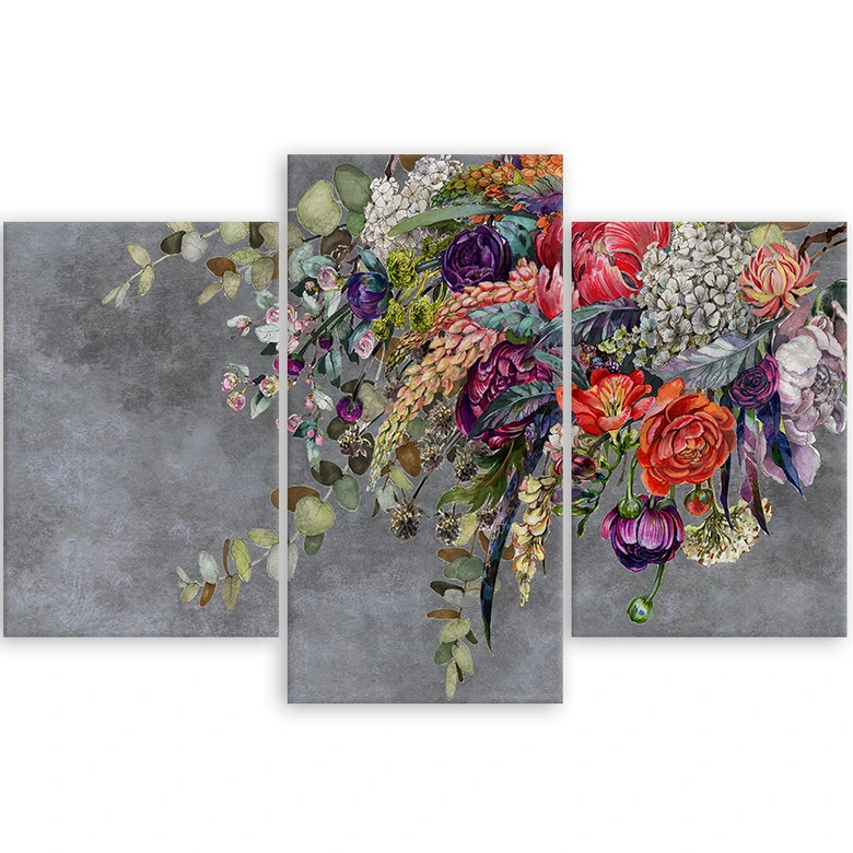 Leinwandbild 3 teilig, Blumenstrauß 