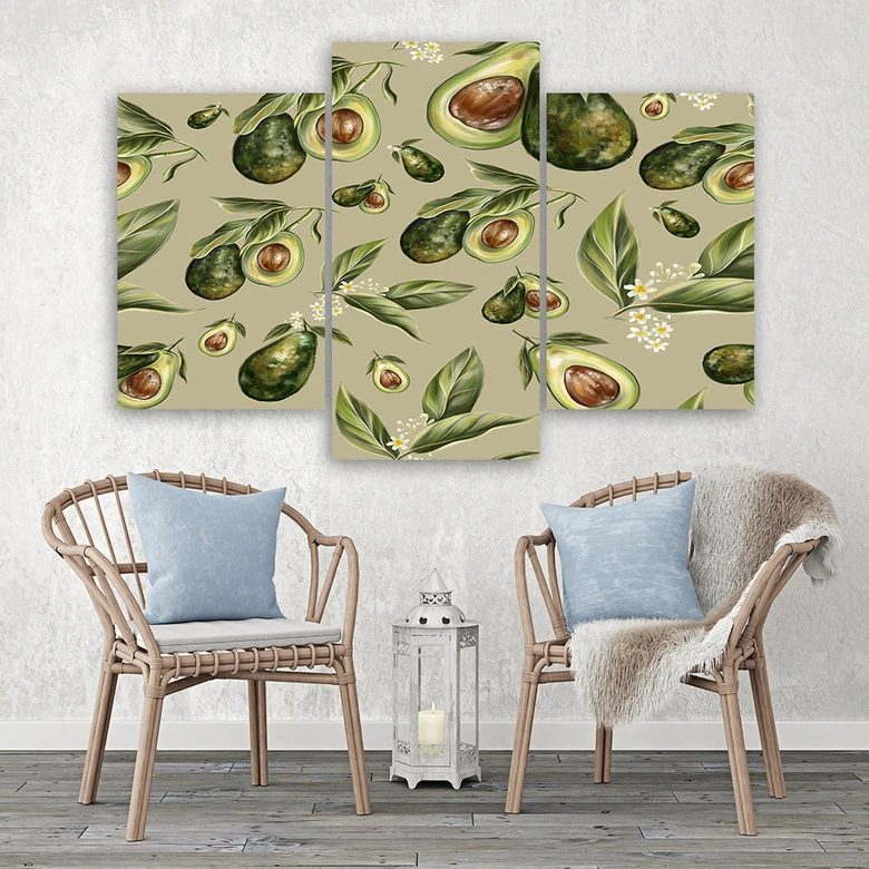 Leinwandbild 3 teilig, Avocado -Hälften 