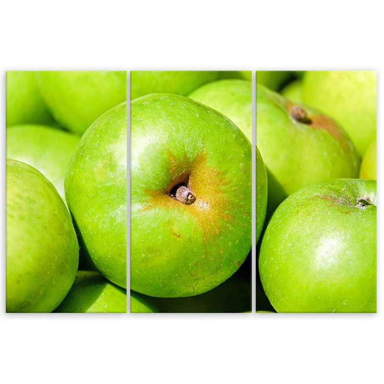 Leinwandbild 3-teilig, Äpfel Grün 