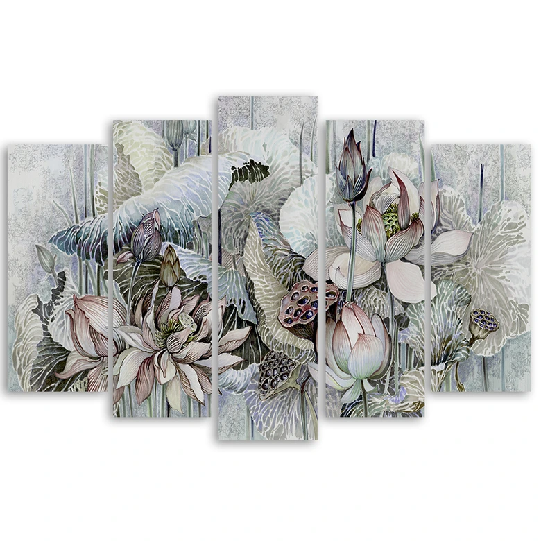 Leinwandbild 5 teilig, Saint Lotos Blumen 