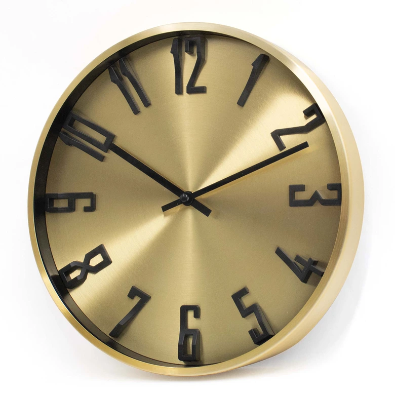Moderne Wanduhr im Metallic-Look aus Aluminium, gold | Ø 30 cm 