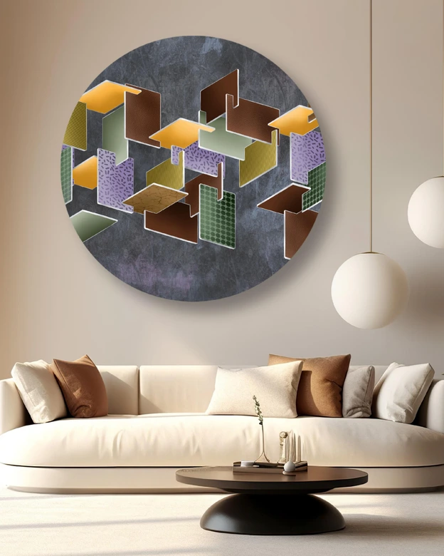 Rundes Leinwandbild Puzzle 3D 