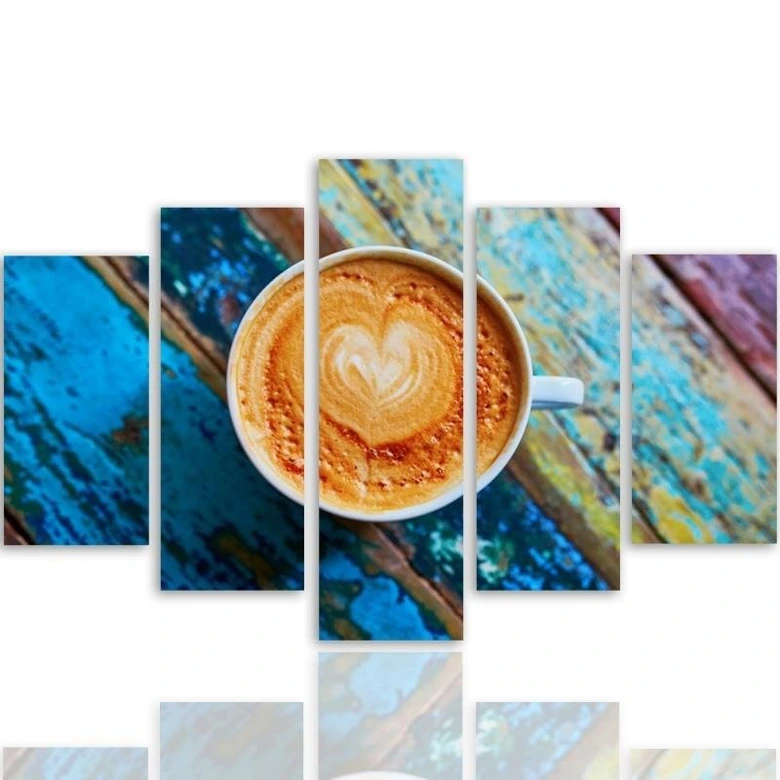 Leinwandbild 5 teilig, Kaffeetasse 