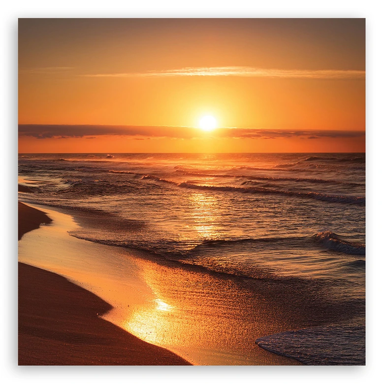 Leinwandbild Sonnenuntergang Strand Landschaft 