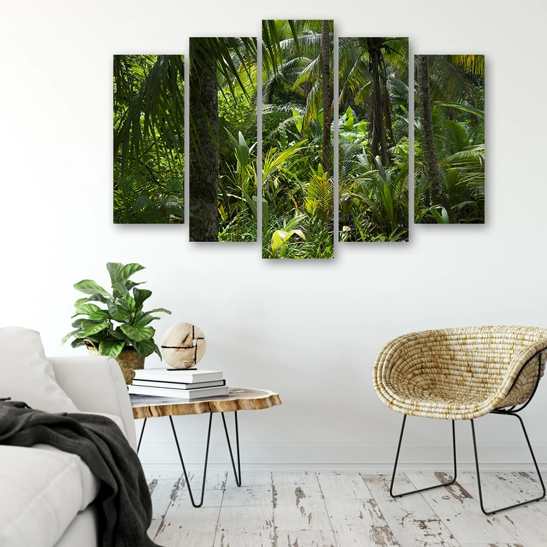 Leinwandbild 5 teilig, Wald Bäume Natur 