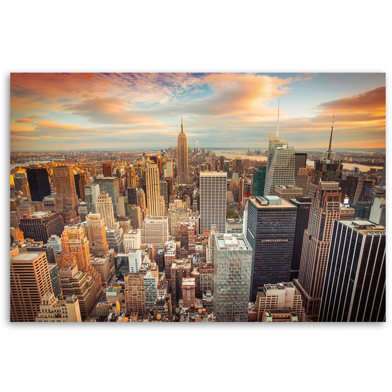 Canvasbillede, solnedgang over New York 