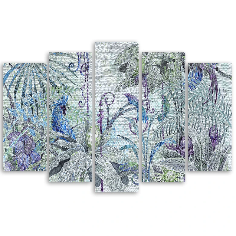 5-delige canvasprint Mozaïek Jungle 