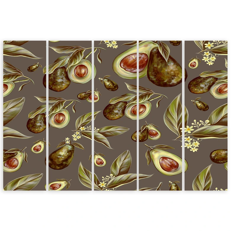 Leinwandbild 5 teilig, Avocado -Hälften 