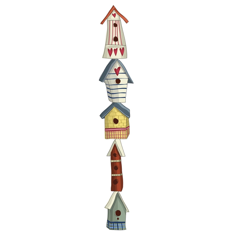 Sticker mural - Tour de nichoirs pour oiseaux 